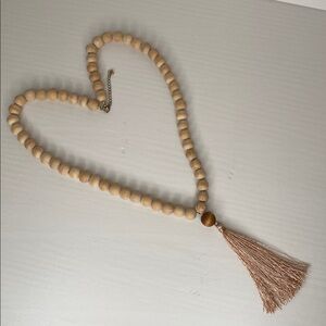 Wood Bead Mala-Style Necklace